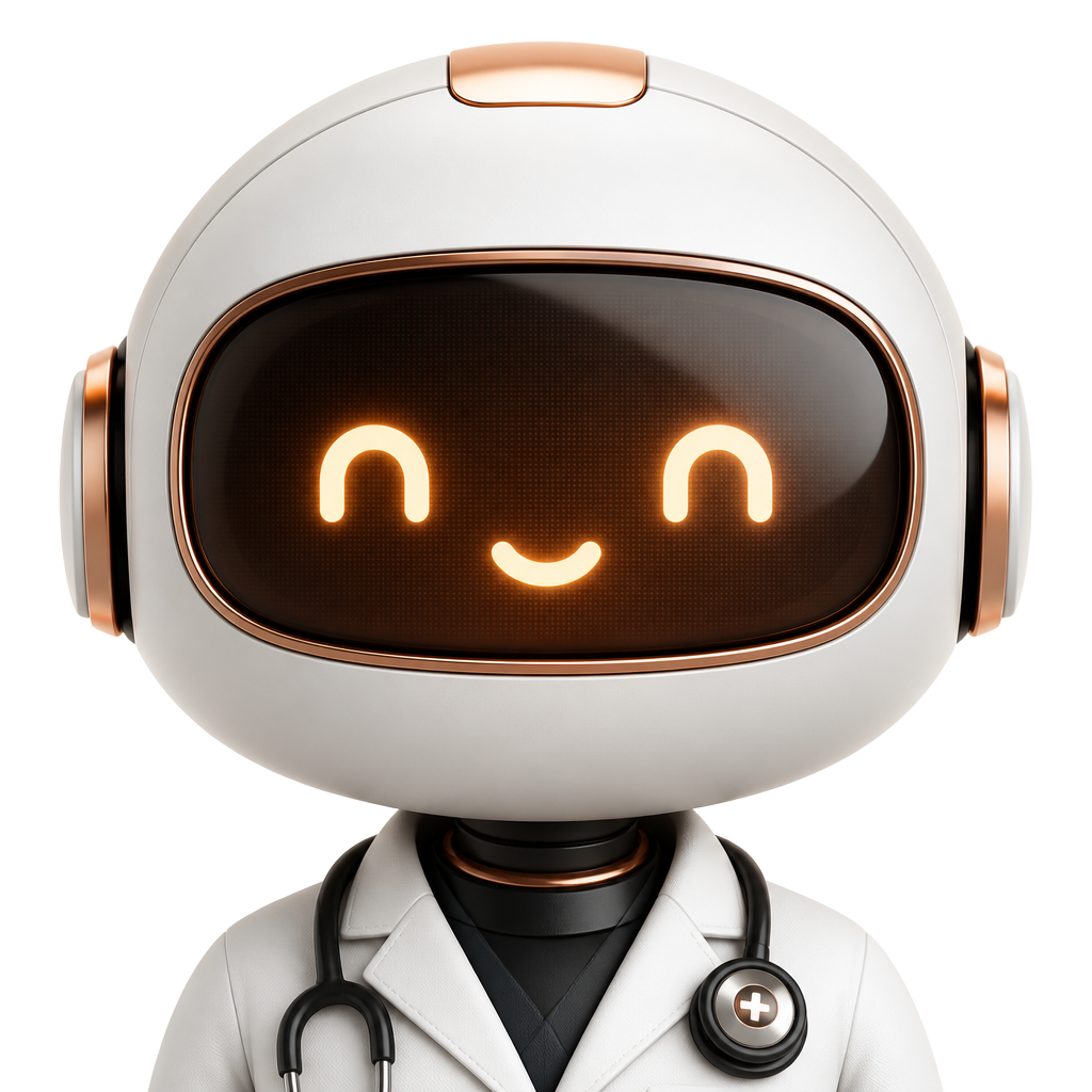 Assistente virtual robô com jaleco médico